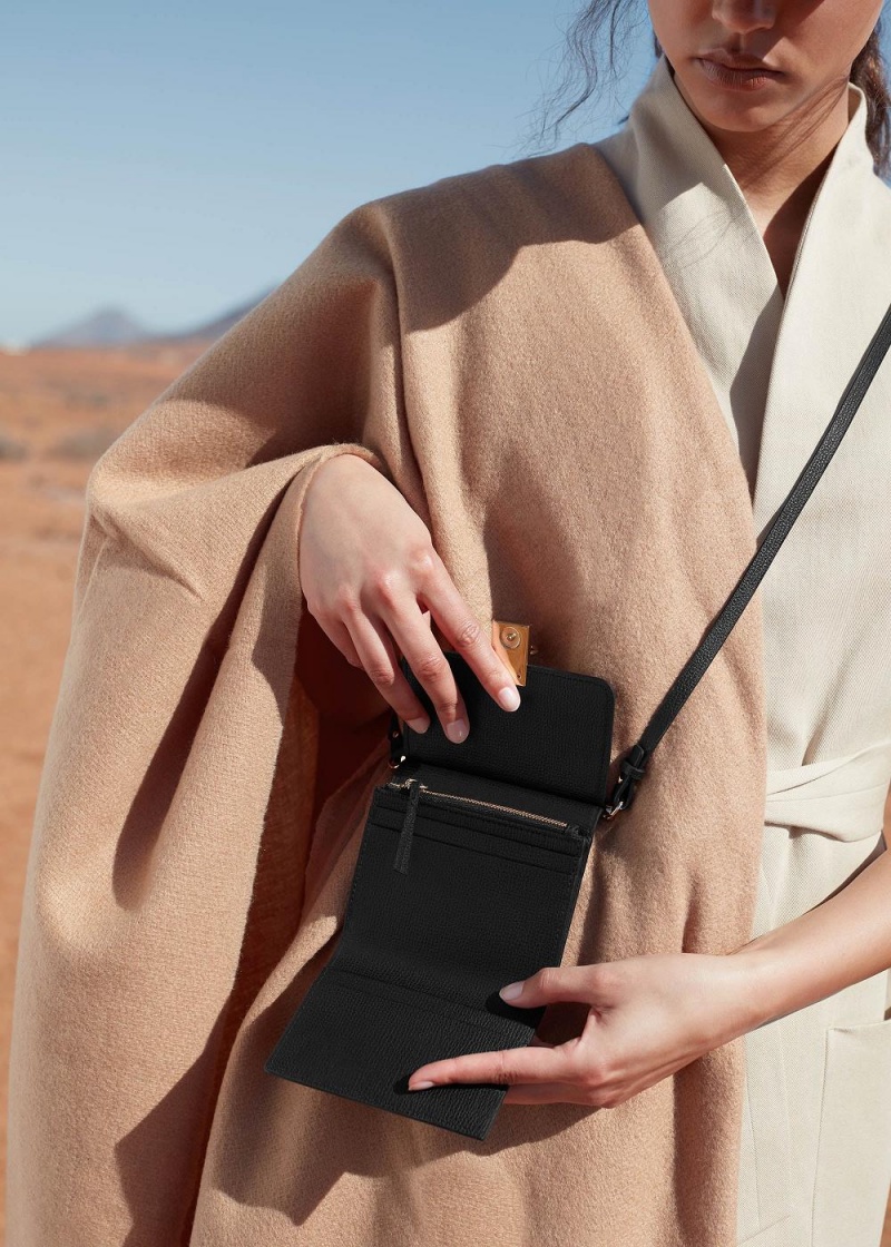 Polene Numéro Sept Crossbody Wallet Svarte | Norge_P77806