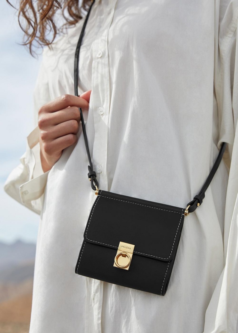 Polene Numéro Sept Crossbody Wallet Svarte | Norge_P79382